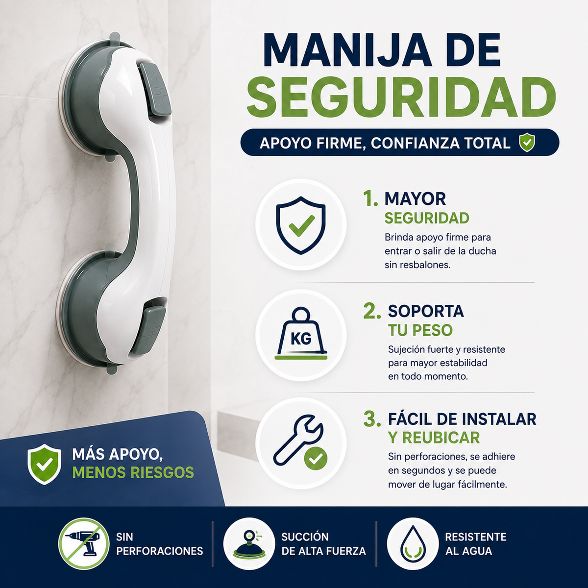 COMBO MANIJA DE SEGURIDAD PARA BAÑO + TAPETE ABSORBENTE - ENVÍO GRATIS 🥰✅