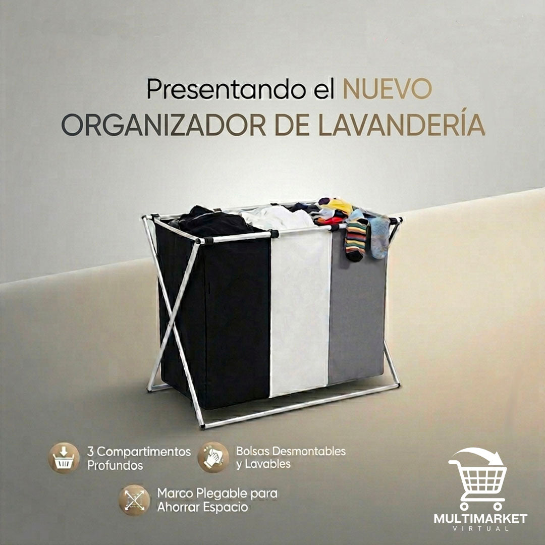ORGANIZADOR DE LAVANDERÍA PREMIUM – CLASIFICADOR DE 3 NIVELES | ENVÍO GRATIS 🇬🇹
