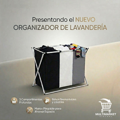 ORGANIZADOR DE LAVANDERÍA PREMIUM – CLASIFICADOR DE 3 NIVELES | ENVÍO GRATIS 🇬🇹