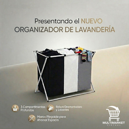 ORGANIZADOR DE LAVANDERÍA PREMIUM – CLASIFICADOR DE 3 NIVELES | ENVÍO GRATIS 🇬🇹