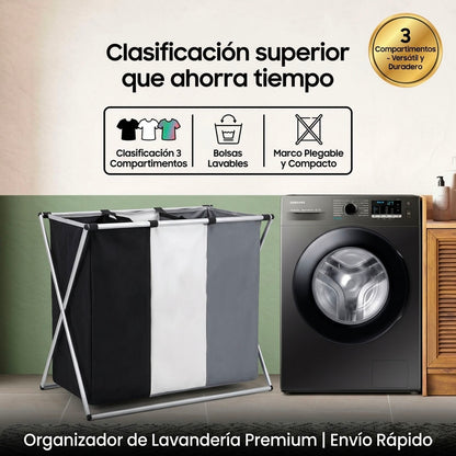 ORGANIZADOR DE LAVANDERÍA PREMIUM – CLASIFICADOR DE 3 NIVELES | ENVÍO GRATIS 🇬🇹