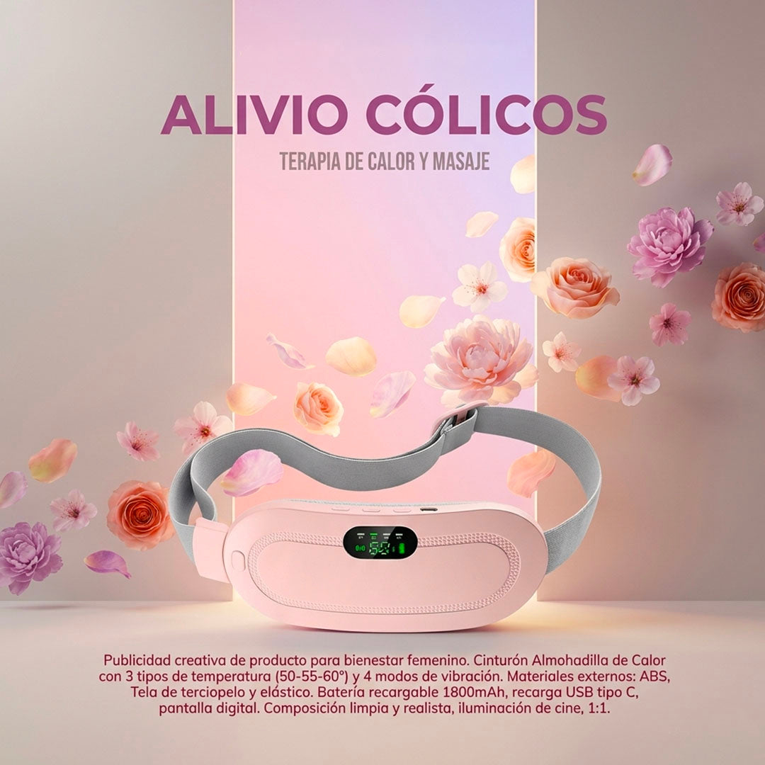 CINTURÓN DE ALIVIO TÉRMICO Y MASAJE PARA CÓLICOS | ENVÍO GRATIS 🇬🇹