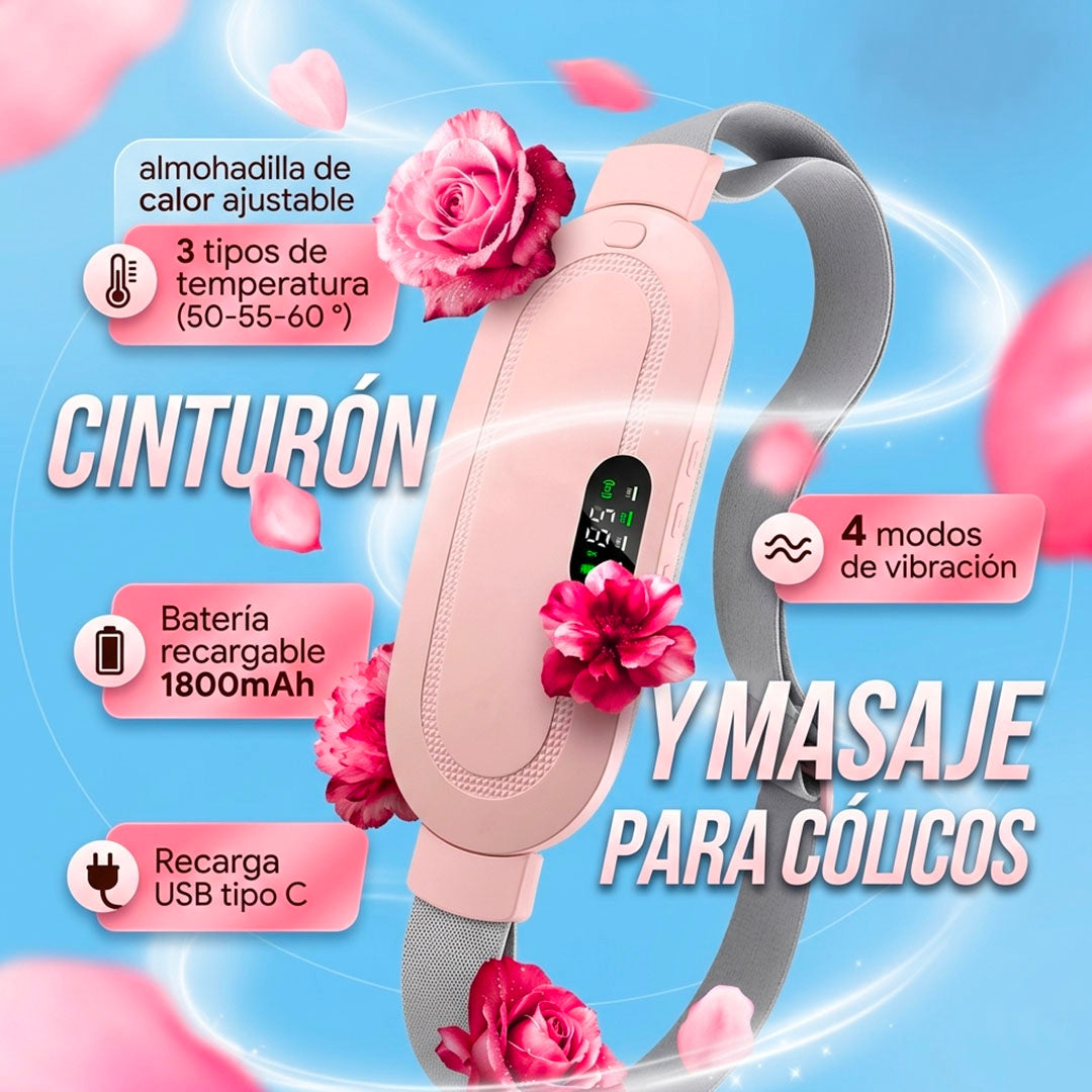 CINTURÓN DE ALIVIO TÉRMICO Y MASAJE PARA CÓLICOS | ENVÍO GRATIS 🇬🇹