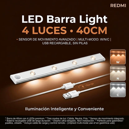 BARRA LAMPARA – SENSOR DE MOVIMIENTO Y CONTROL REMOTO | ENVÍO GRATIS 🔥