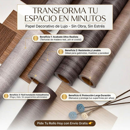 ROLLO PVC PREMIUM AUTOADHESIVO 60CM X 2M – RENUEVA TU HOGAR SIN OBRAS | ENVÍO GRATIS 🇬🇹