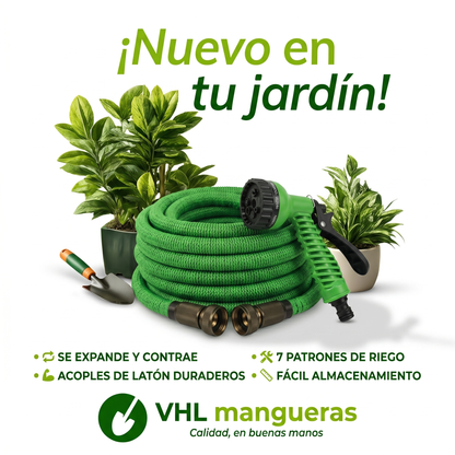 MANGUERA EXPANDIBLE – 15 METROS CON ACOPLES | ENVÍO GRATIS 👌