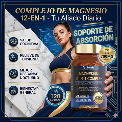 12-IN-1 MAGNESIUM COMPLEX – BIENESTAR MUSCULAR, SUEÑO Y ENERGÍA | ENVÍO GRATIS 😍
