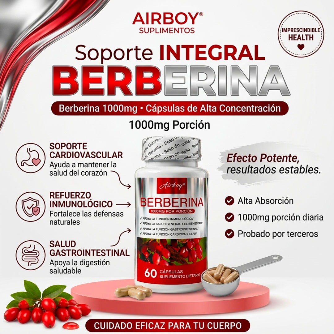 AIRBOY BERBERINA 1000MG – SOPORTE NUTRICIONAL DE ALTA ABSORCIÓN | ENVÍO GRATIS 🇬🇹