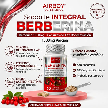 AIRBOY BERBERINA 1000MG – SOPORTE NUTRICIONAL DE ALTA ABSORCIÓN | ENVÍO GRATIS 🇬🇹