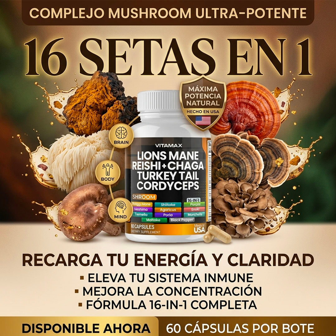 VITAMAX 16 IN 1 MYCOBOOST – ENERGÍA, CLARIDAD MENTAL E INMUNIDAD | ENVÍO GRATIS 🇬🇹