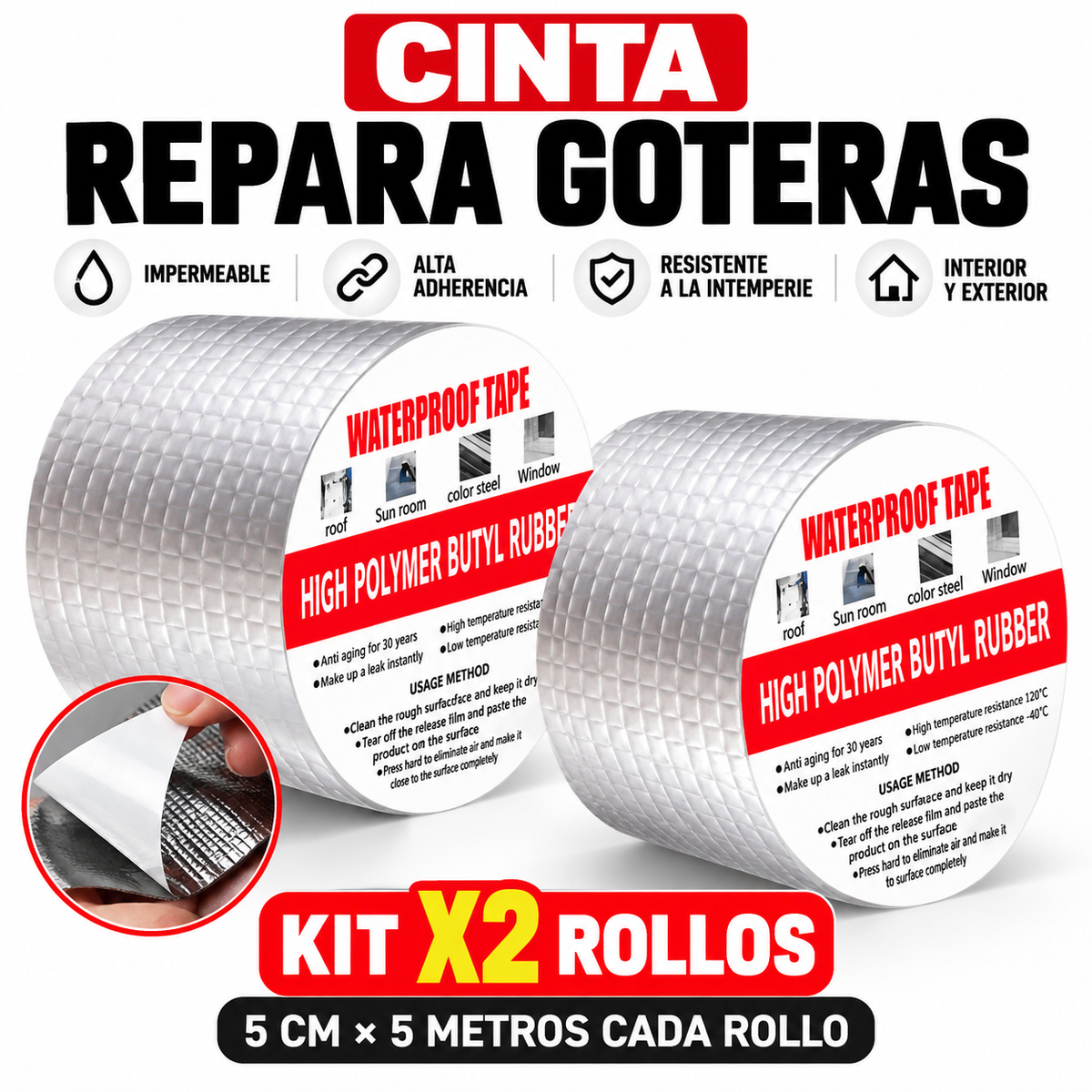 CINTA REPARA GOTERAS - PROMO 2 ROLLOS POR 1