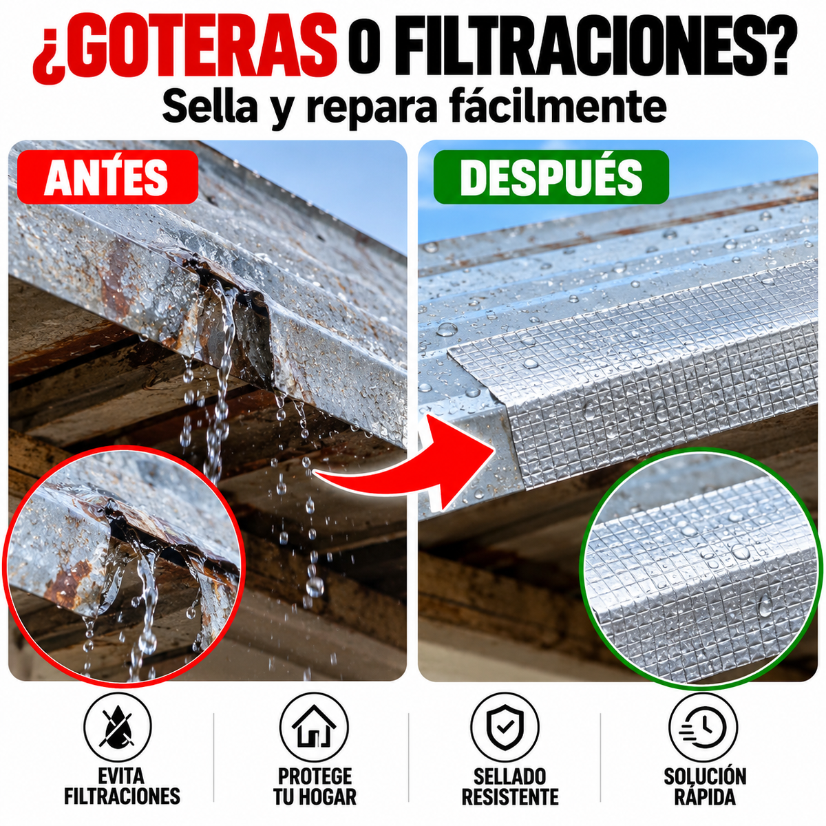 CINTA REPARA GOTERAS - PROMO 2 ROLLOS POR 1