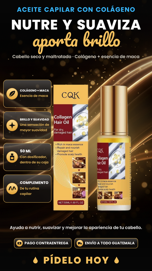 ACEITE DE COLÁGENO PARA EL CABELLO CQK – NUTRE, SUAVIZA Y APORTA BRILLO A TU CABELLO